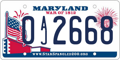 MD license plate 0AJ2668