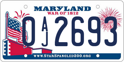 MD license plate 0AJ2693