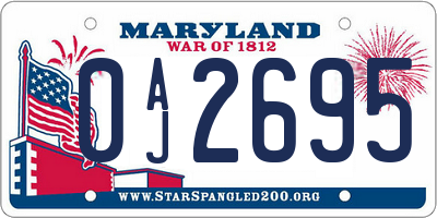 MD license plate 0AJ2695
