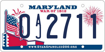 MD license plate 0AJ2711