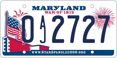 MD license plate 0AJ2727
