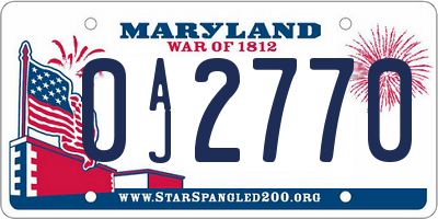MD license plate 0AJ2770