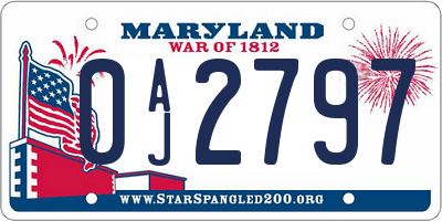 MD license plate 0AJ2797