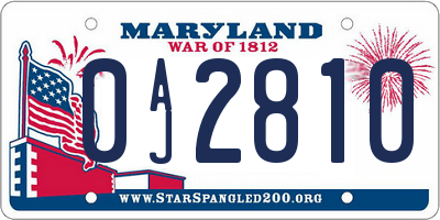 MD license plate 0AJ2810