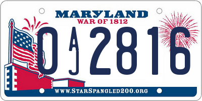 MD license plate 0AJ2816