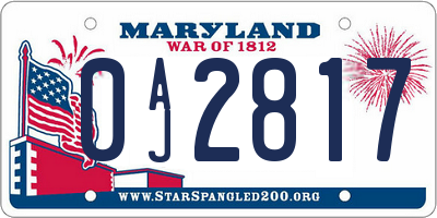 MD license plate 0AJ2817