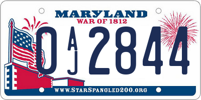 MD license plate 0AJ2844