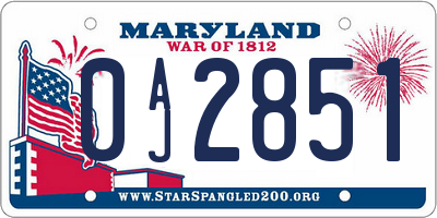 MD license plate 0AJ2851