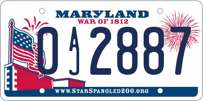 MD license plate 0AJ2887
