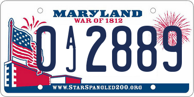 MD license plate 0AJ2889