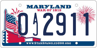 MD license plate 0AJ2911