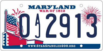 MD license plate 0AJ2913