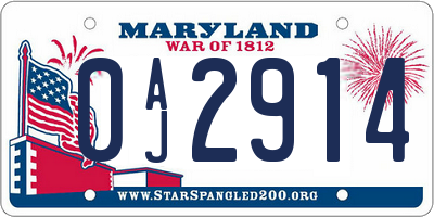 MD license plate 0AJ2914