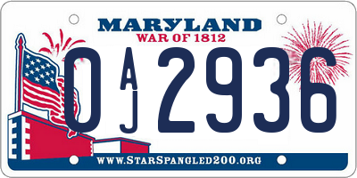 MD license plate 0AJ2936