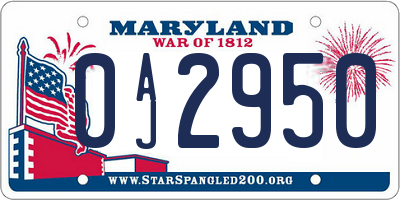 MD license plate 0AJ2950