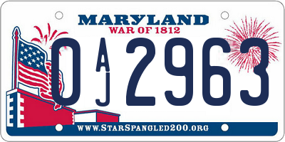 MD license plate 0AJ2963