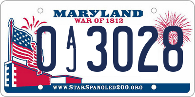 MD license plate 0AJ3028