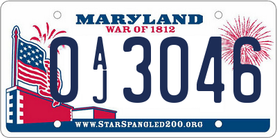 MD license plate 0AJ3046