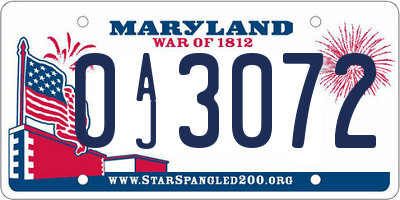 MD license plate 0AJ3072