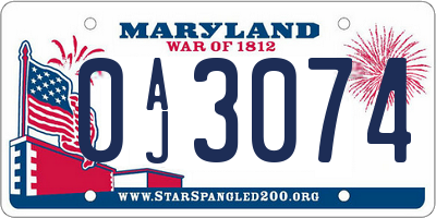 MD license plate 0AJ3074