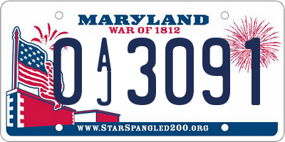 MD license plate 0AJ3091