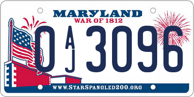 MD license plate 0AJ3096