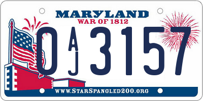 MD license plate 0AJ3157