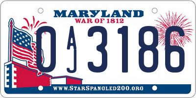 MD license plate 0AJ3186