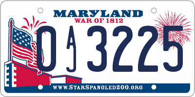 MD license plate 0AJ3225