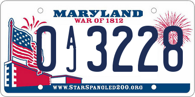 MD license plate 0AJ3228