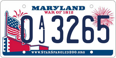 MD license plate 0AJ3265