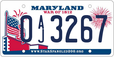 MD license plate 0AJ3267