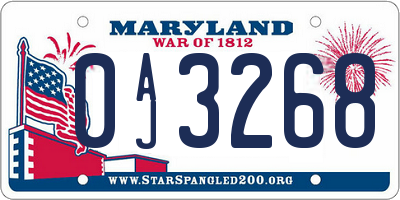 MD license plate 0AJ3268