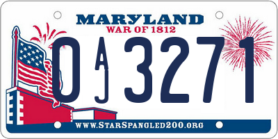 MD license plate 0AJ3271
