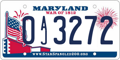 MD license plate 0AJ3272