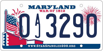 MD license plate 0AJ3290