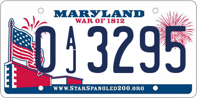 MD license plate 0AJ3295