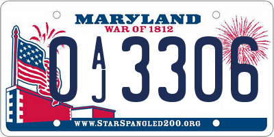 MD license plate 0AJ3306