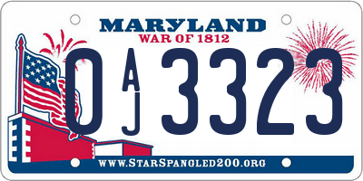 MD license plate 0AJ3323
