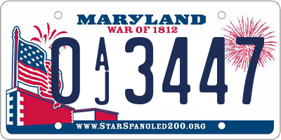 MD license plate 0AJ3447