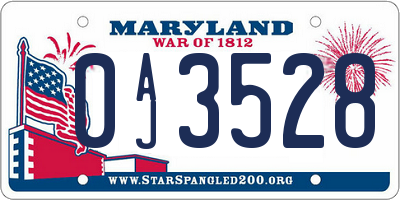 MD license plate 0AJ3528
