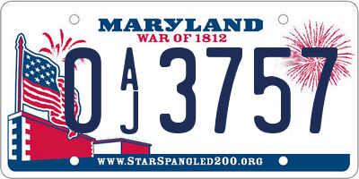 MD license plate 0AJ3757