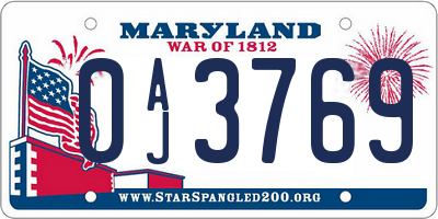 MD license plate 0AJ3769