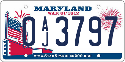 MD license plate 0AJ3797