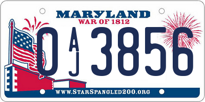 MD license plate 0AJ3856