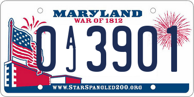 MD license plate 0AJ3901