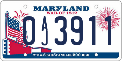 MD license plate 0AJ3911