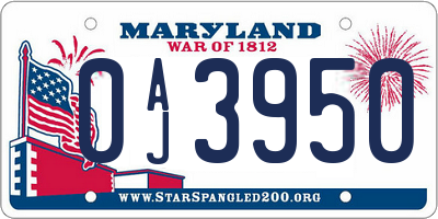 MD license plate 0AJ3950