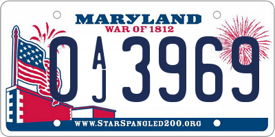 MD license plate 0AJ3969