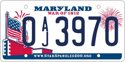 MD license plate 0AJ3970